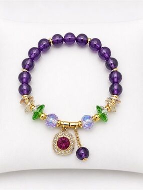 Beaded crystal stretch dangle bracelet